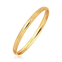 14k Yellow Gold Dome Style Childrens Bangle with Diamond Cuts (5.50 mm) | - Forever in Harmony