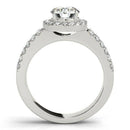 14k White Gold Halo Diamond Engagement Ring With Double Row Band (1 3/8 cttw) - Forever in Harmony