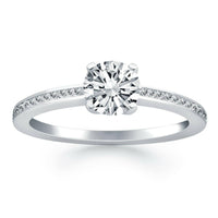 14k White Gold Classic Pave Diamond Band Engagement Ring - Forever in Harmony