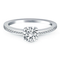 14k White Gold Classic Pave Diamond Band Engagement Ring - Forever in Harmony