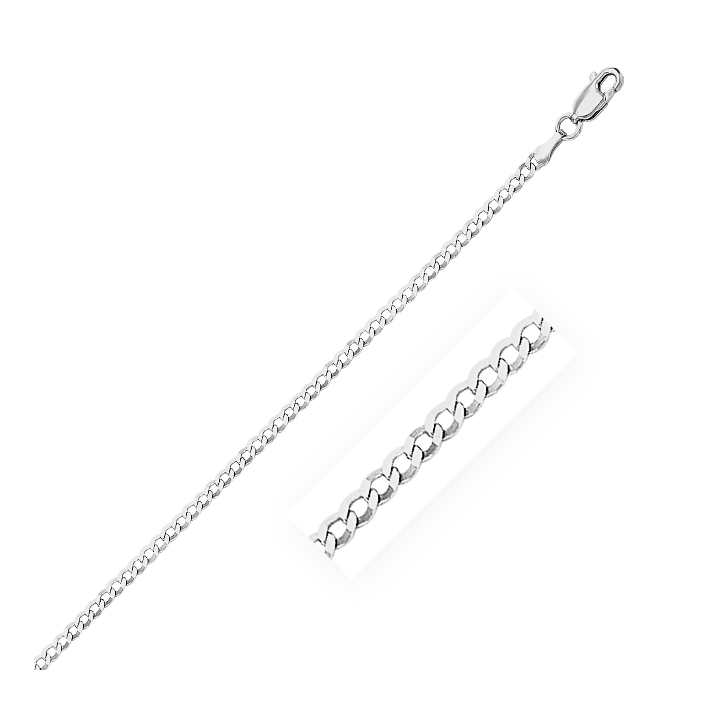 14k White Gold Solid Curb Chain (2.60 mm) - Forever in Harmony