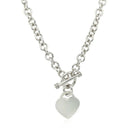 Sterling Silver Rhodium Plated Rolo Chain Necklace with a Heart Toggle Charm | - Forever in Harmony