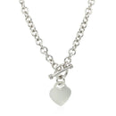 Sterling Silver Rhodium Plated Rolo Chain Necklace with a Heart Toggle Charm | 16'' - Forever in Harmony