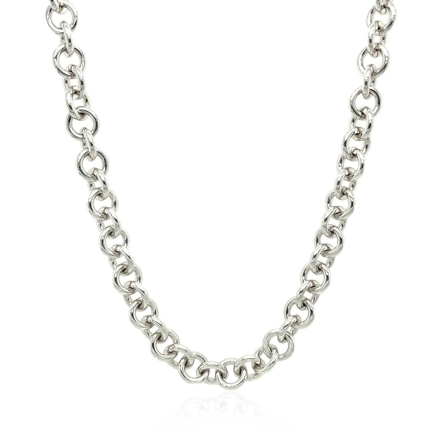 Sterling Silver Rhodium Plated Rolo Chain Necklace with a Heart Toggle Charm | - Forever in Harmony