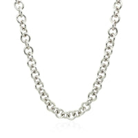 Sterling Silver Rhodium Plated Rolo Chain Necklace with a Heart Toggle Charm | - Forever in Harmony