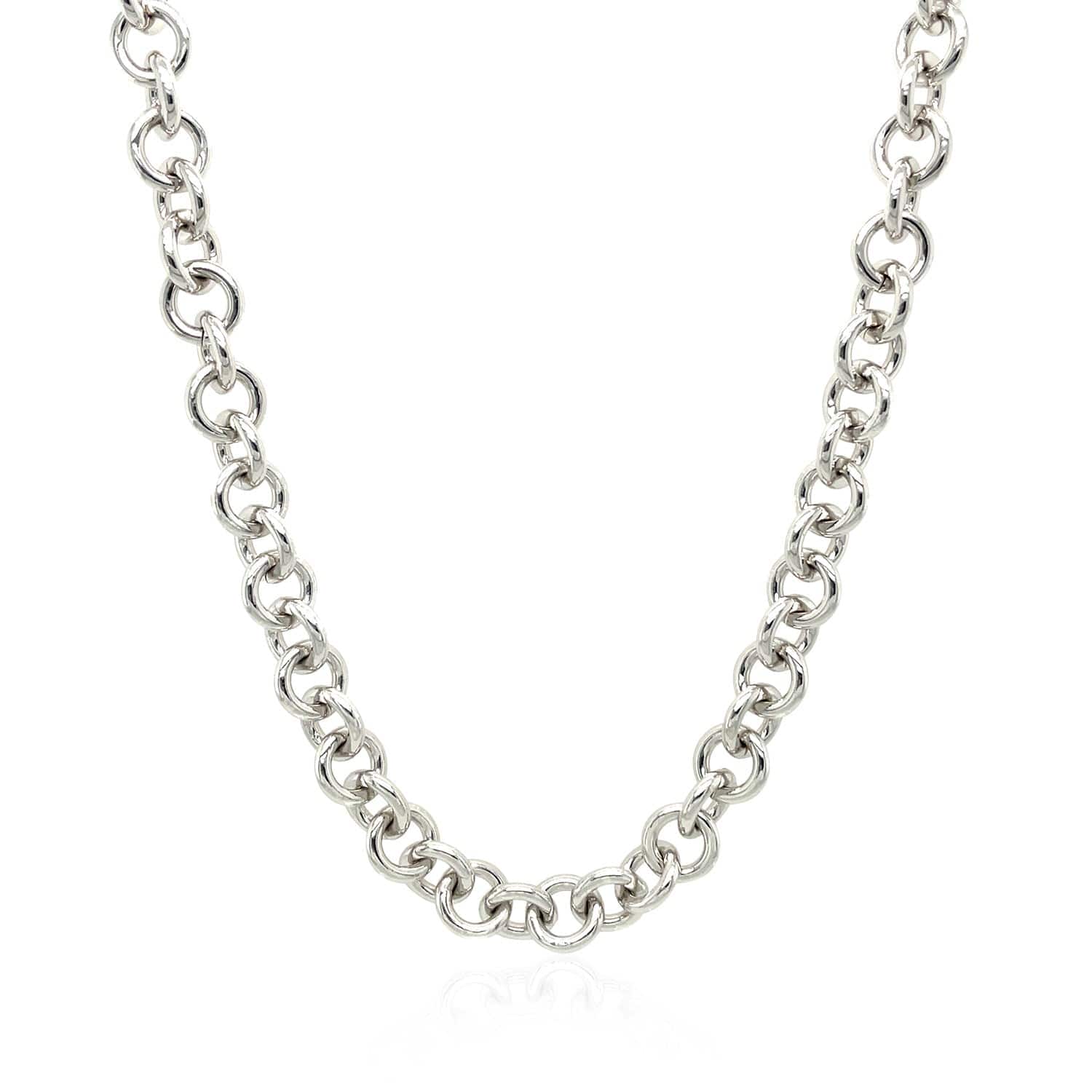 Sterling Silver Rhodium Plated Rolo Chain Necklace with a Heart Toggle Charm | 16'' - Forever in Harmony