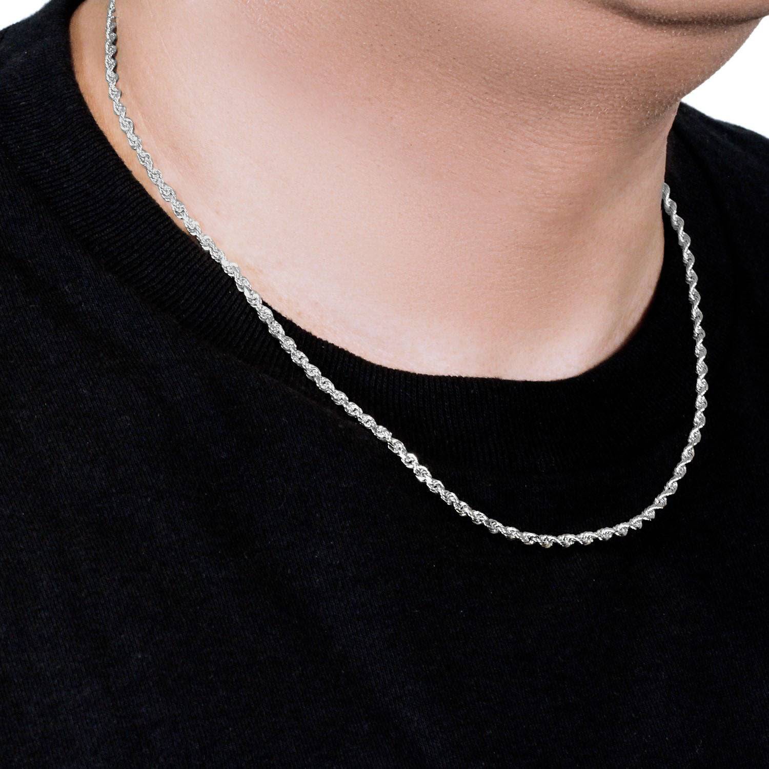 14k White Gold Solid Diamond Cut Rope Chain (3.00 mm) - Forever in Harmony