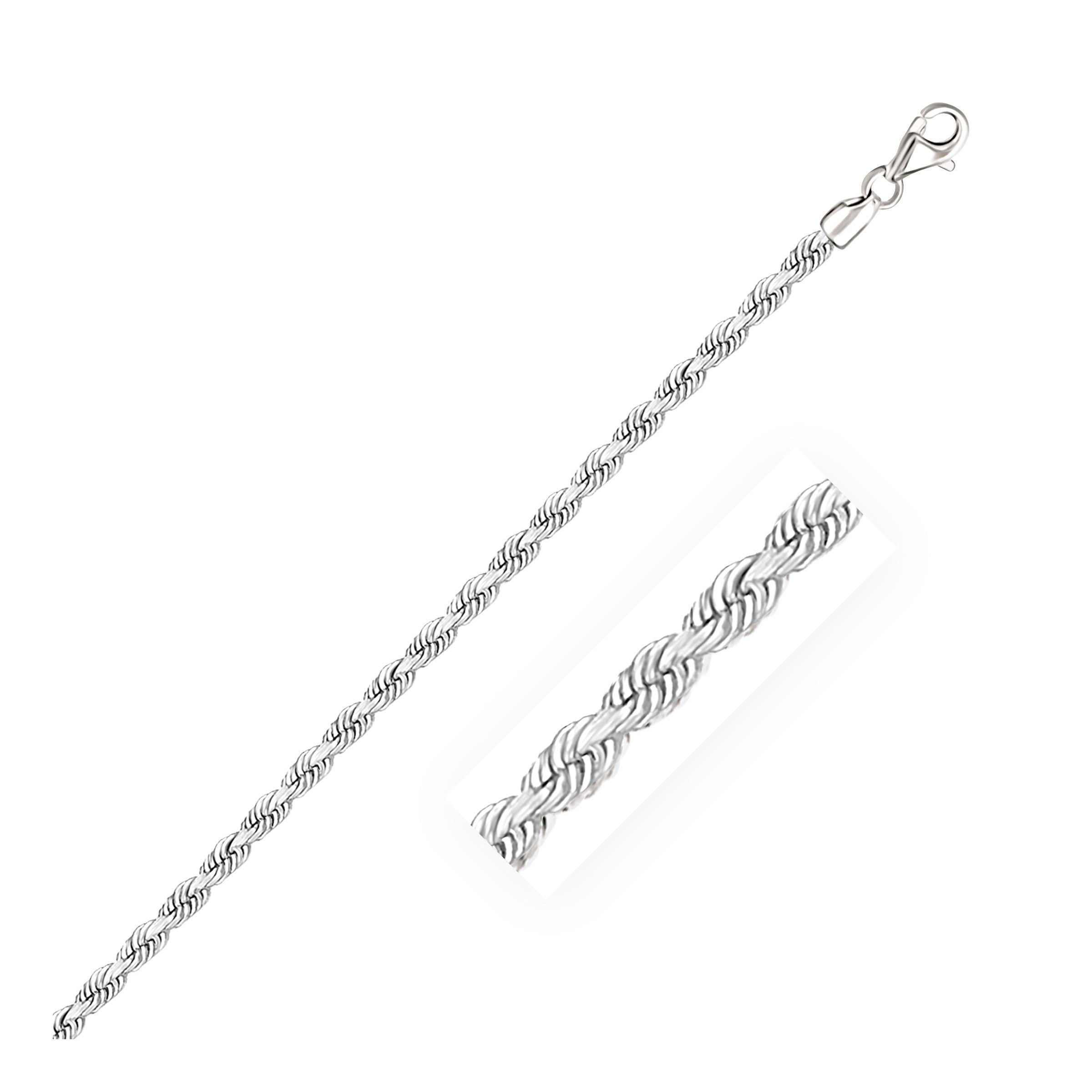 14k White Gold Solid Diamond Cut Rope Chain (3.00 mm) - Forever in Harmony