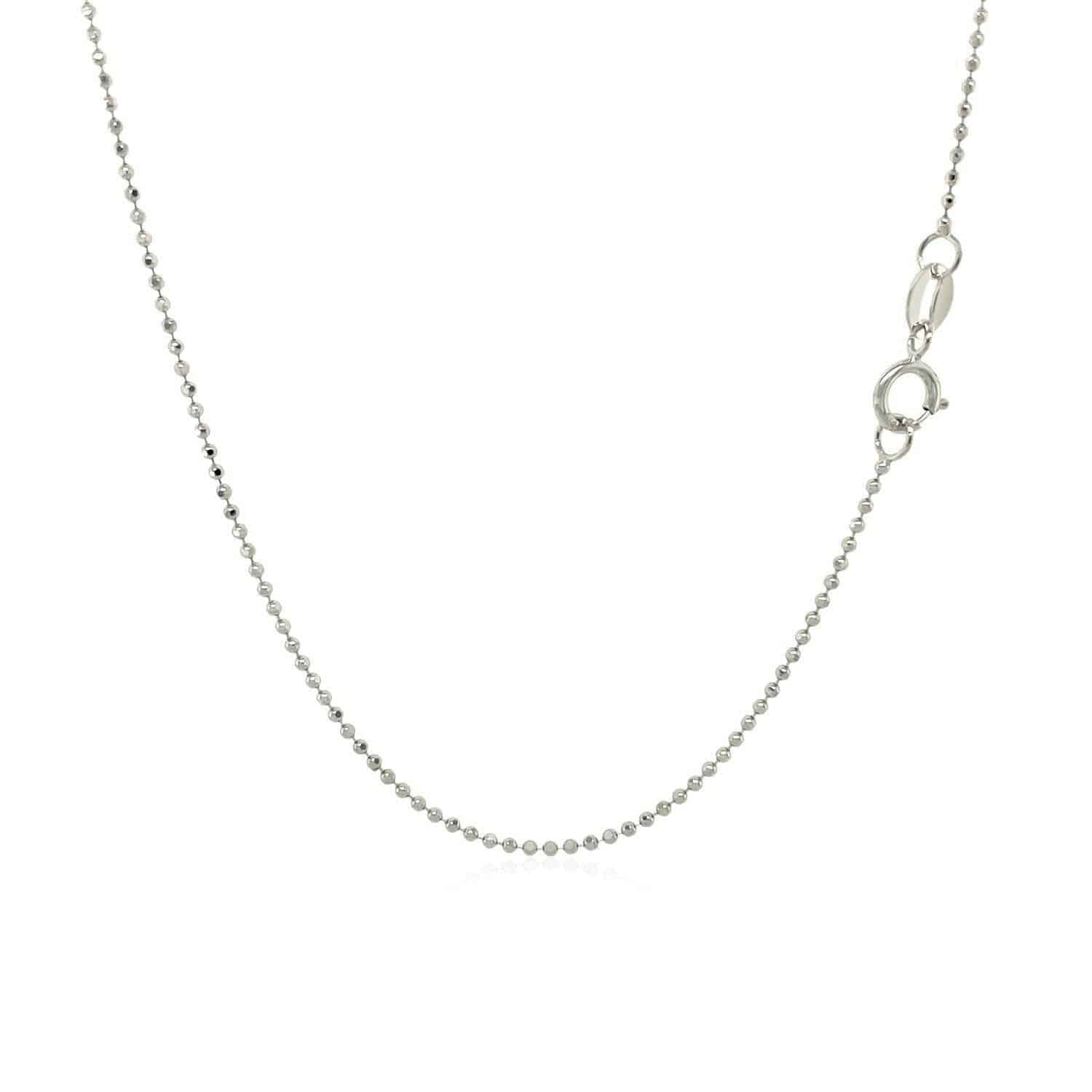 14k White Gold Diamond Cut Bead Chain Spring Clasp (0.90 mm) - Forever in Harmony