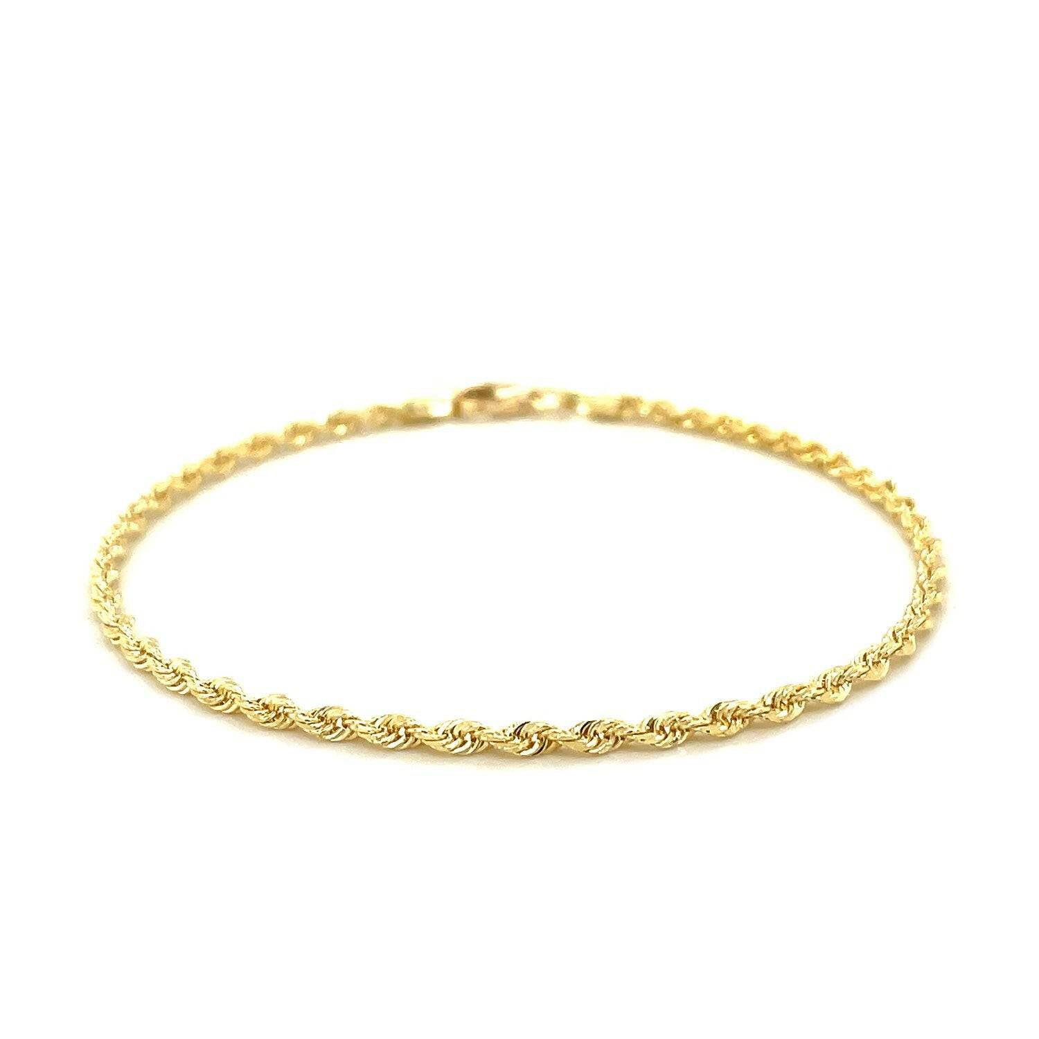 14k Yellow Gold Solid Diamond Cut Rope Bracelet (2.50 mm) |