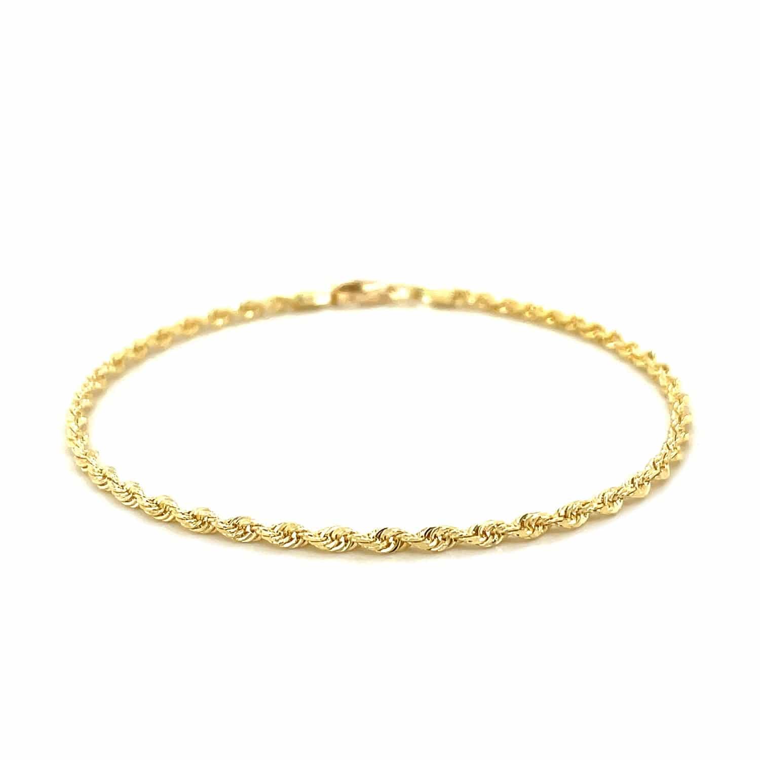 14k Yellow Gold Solid Diamond Cut Rope Bracelet (2.50 mm) | 7'' - Forever in Harmony