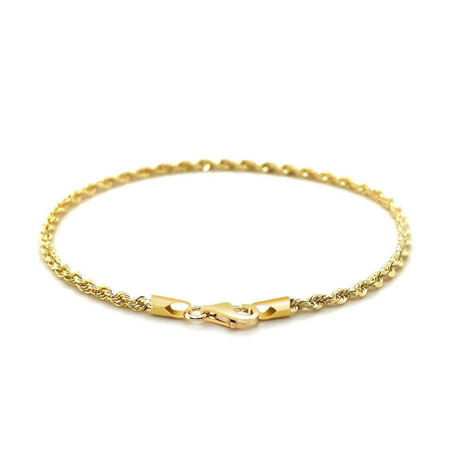 14k Yellow Gold Solid Diamond Cut Rope Bracelet (2.50 mm) | - Forever in Harmony