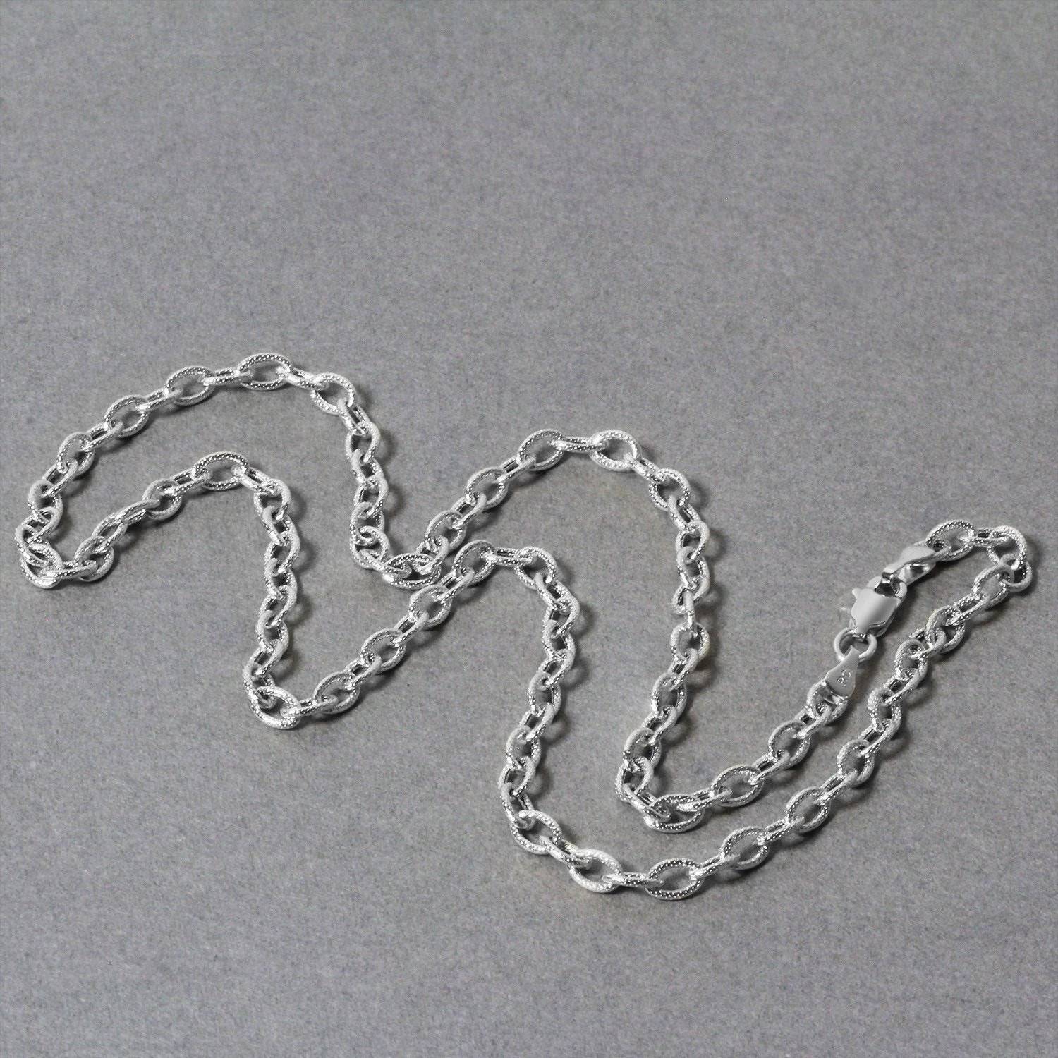 14k White Gold Pendant Chain with Textured Links (2.90 mm) - Forever in Harmony