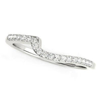 14k White Gold Curved Design Round Diamond Wedding Band (1/4 cttw) - Forever in Harmony