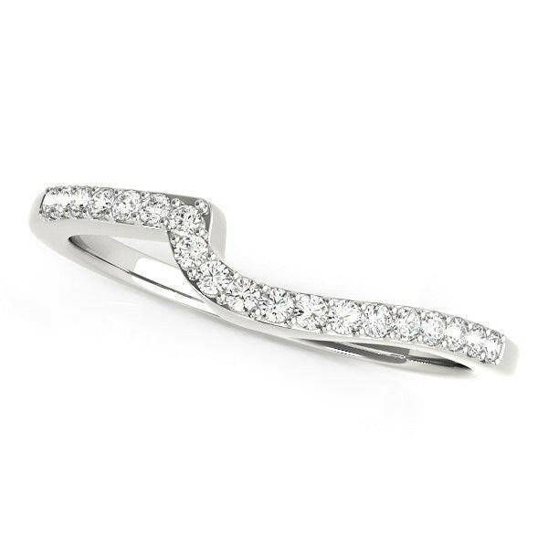 14k White Gold Curved Design Round Diamond Wedding Band (1/4 cttw)