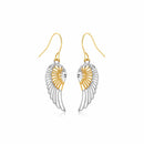 Two-Tone Wing Drop Earrings in 10K Gold - Forever in Harmony