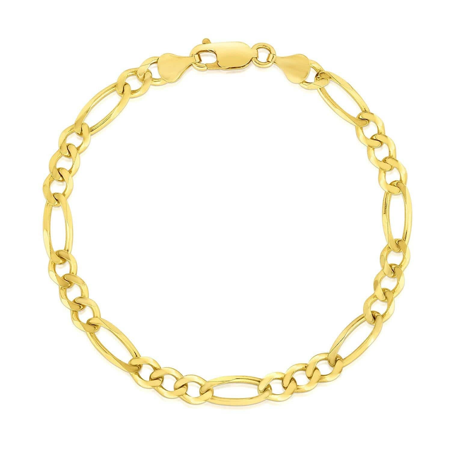 14k Yellow Gold Solid Figaro Bracelet (4.50 mm) | - Forever in Harmony