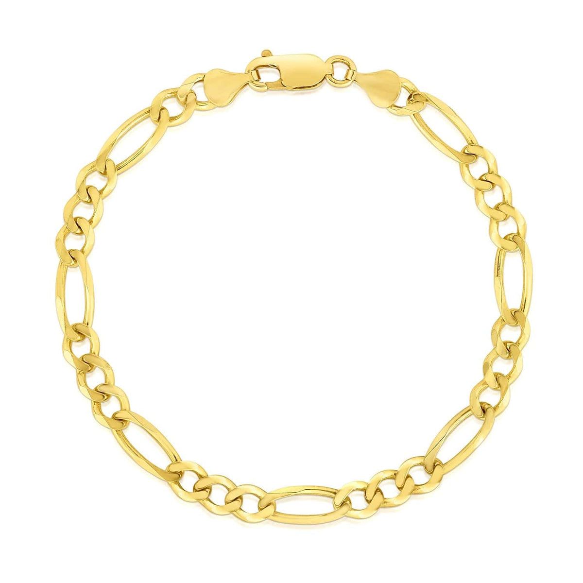 14k Yellow Gold Solid Figaro Bracelet (4.50 mm) | 7''