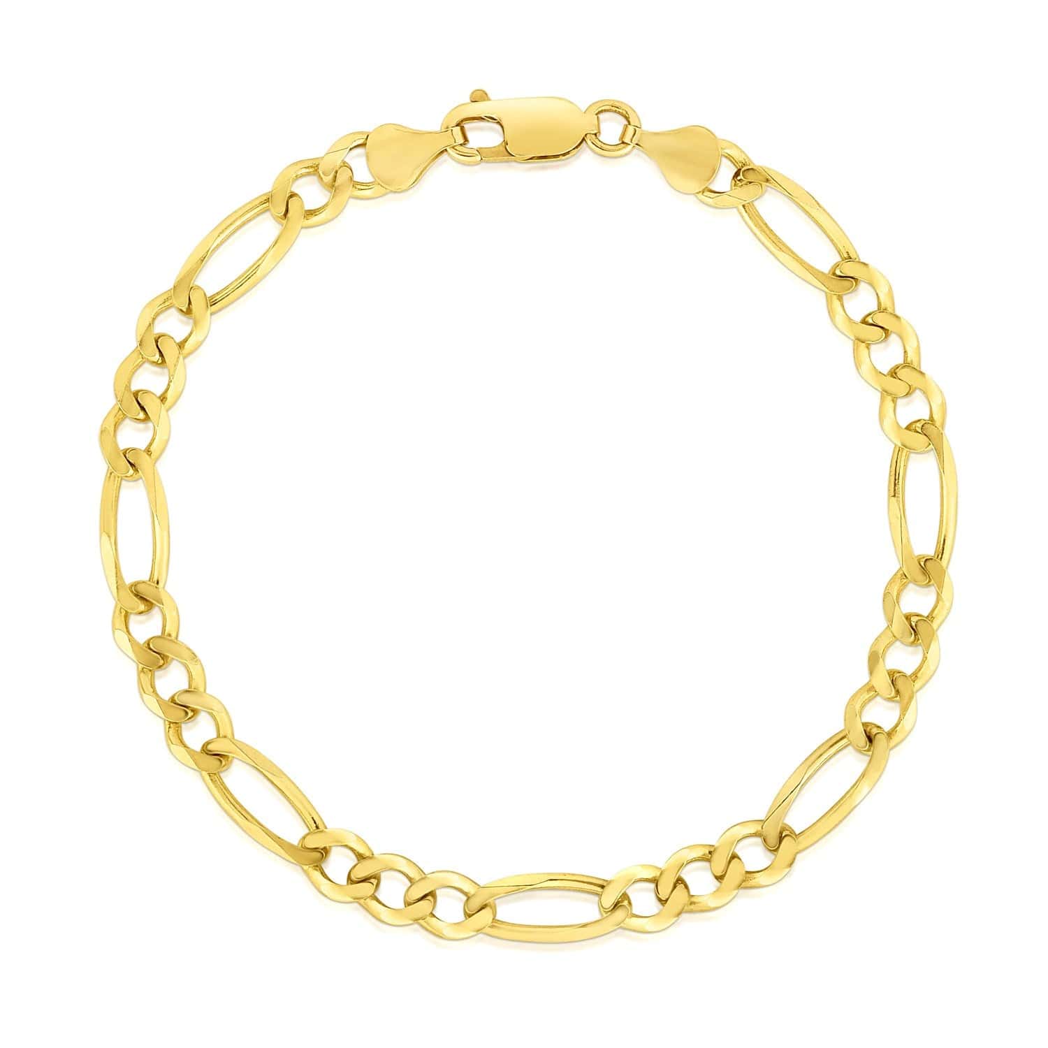 14k Yellow Gold Solid Figaro Bracelet (4.50 mm) | 7'' - Forever in Harmony