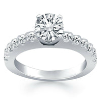 14k White Gold Diamond Micro Prong Cathedral Engagement Ring - Forever in Harmony