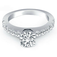 14k White Gold Diamond Micro Prong Cathedral Engagement Ring - Forever in Harmony