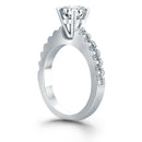 14k White Gold Diamond Micro Prong Cathedral Engagement Ring - Forever in Harmony