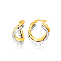 14k Two Tone Gold Earrings in Fancy Double Twist Style - Forever in Harmony