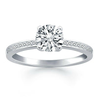 14k White Gold Engagement Ring with Diamond Channel Set Band - Forever in Harmony