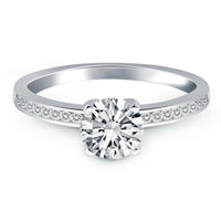 14k White Gold Engagement Ring with Diamond Channel Set Band - Forever in Harmony