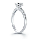 14k White Gold Engagement Ring with Diamond Channel Set Band - Forever in Harmony