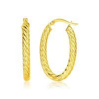 14k Yellow Gold Twisted Cable Oval Hoop Earrings | - Forever in Harmony