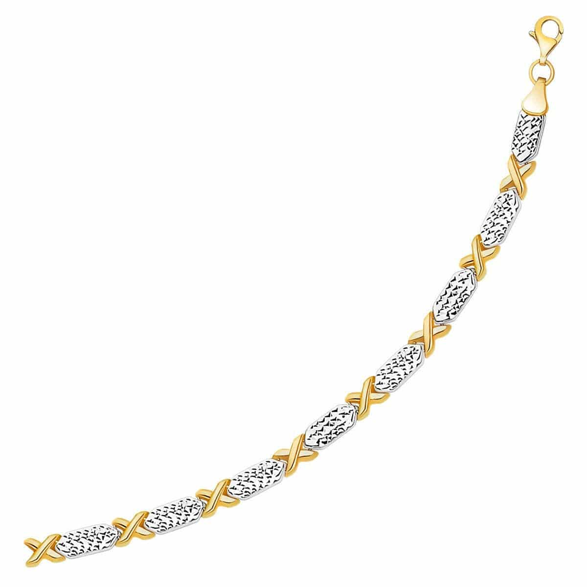 14k Two-Tone Gold Fancy X Line Bracelet (4.80 mm) |