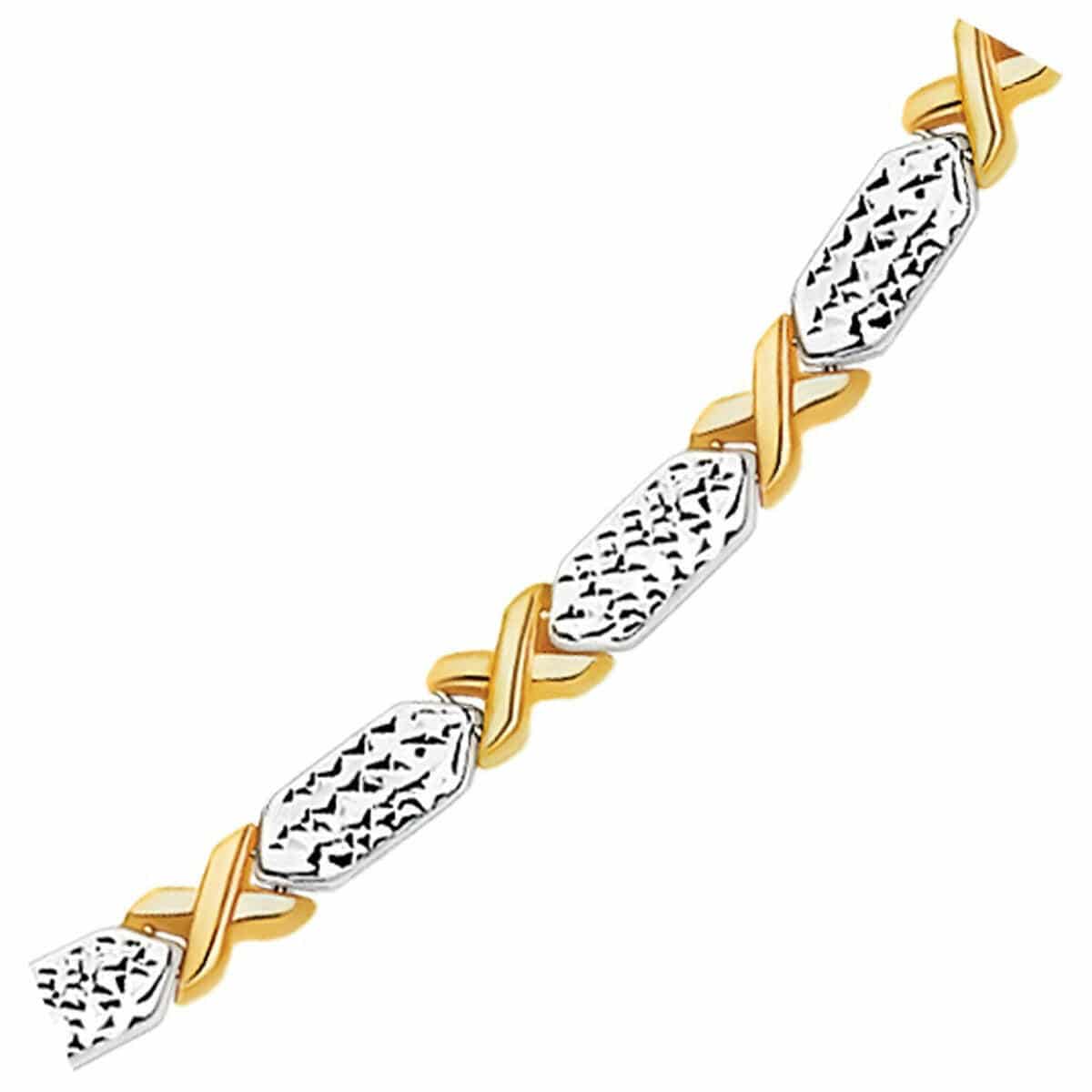 14k Two-Tone Gold Fancy X Line Bracelet (4.80 mm) |