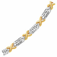 14k Two-Tone Gold Fancy X Line Bracelet (4.80 mm) | - Forever in Harmony