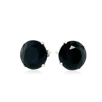 14k White Gold 8.0mm Round Black CZ Stud Earrings - Forever in Harmony