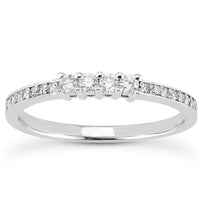 14k White Gold Wedding Band with Pave Set Diamonds and Prong Set Diamonds - Forever in Harmony