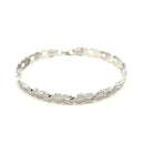 14k White Gold Heart Shape Textured Bracelet (6.35 mm) | - Forever in Harmony