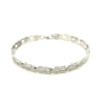 14k White Gold Heart Shape Textured Bracelet (6.35 mm) | - Forever in Harmony