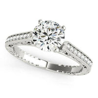 14k White Gold Round Diamond Antique Style Engagement Ring (1 1/8 cttw) - Forever in Harmony