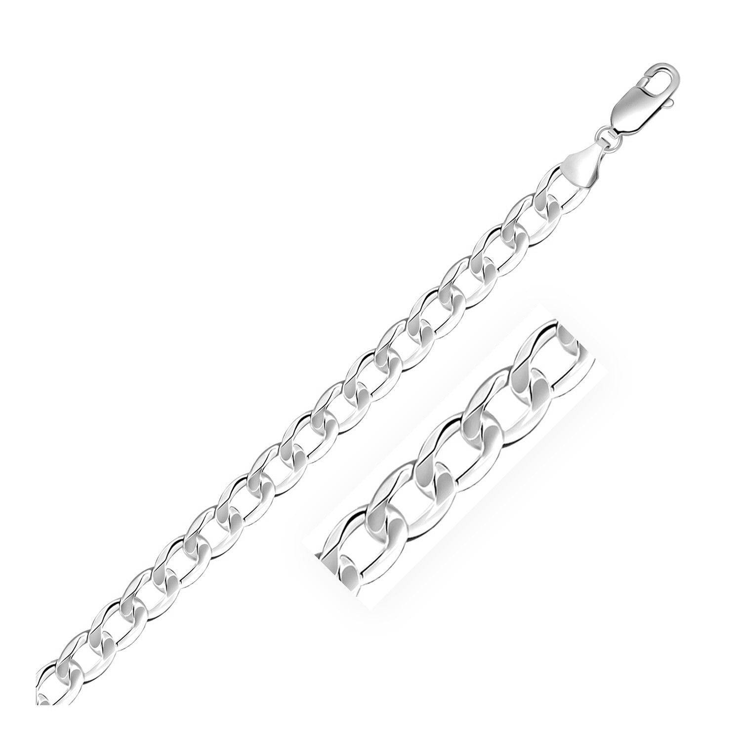 Rhodium Plated Sterling Silver Curb Style Chain (7.20 mm) - Forever in Harmony