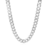 Rhodium Plated Sterling Silver Curb Style Chain (7.20 mm) - Forever in Harmony