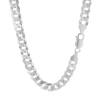 Rhodium Plated Sterling Silver Curb Style Chain (7.20 mm) - Forever in Harmony