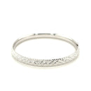 14k White Gold Diamond Carved Bangle (6.00 mm) | 7'' - Forever in Harmony