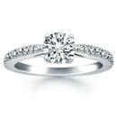 14k White Gold Diamond Pave Cathedral Engagement Ring - Forever in Harmony