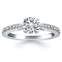 14k White Gold Diamond Pave Cathedral Engagement Ring - Forever in Harmony