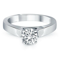 14k White Gold Wide Cathedral Solitaire Engagement Ring - Forever in Harmony