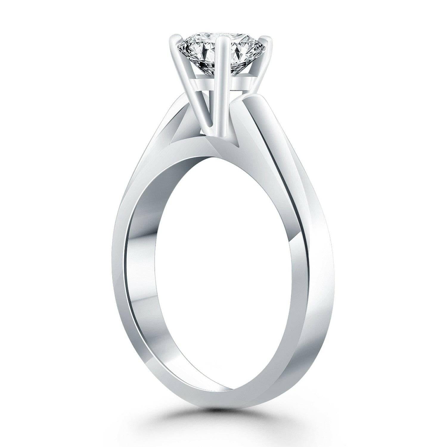 14k White Gold Wide Cathedral Solitaire Engagement Ring - Forever in Harmony