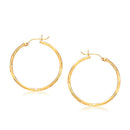 Diamond Cut Slender Large Hoop Earrings in 14k Yellow Gold (2x30mm) - Forever in Harmony