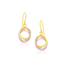 14k Tri-Color Gold Open Entwined Ring Earrings - Forever in Harmony