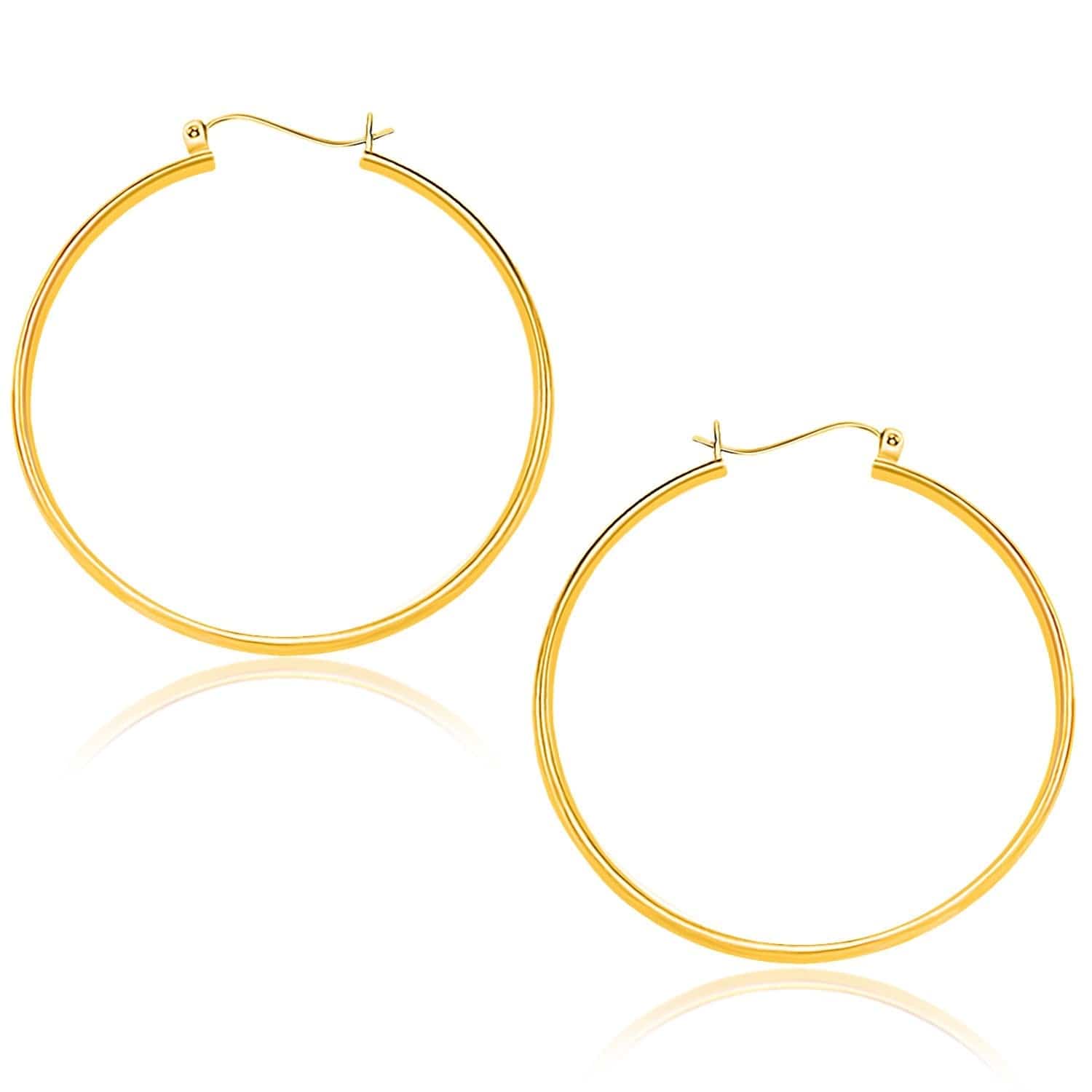 10k Yellow Gold Polished Hoop Earrings (1.5x40mm) - Forever in Harmony